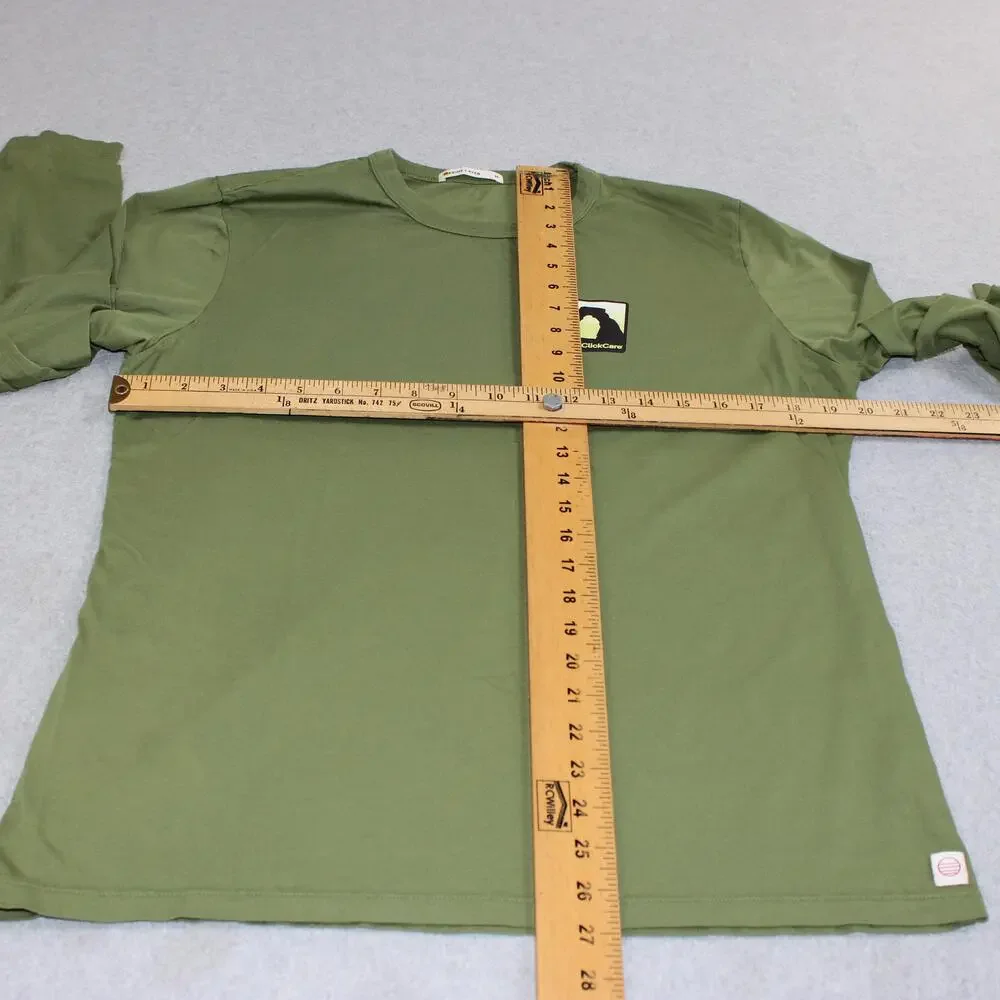 Marine Layer Shirt Men Medium Green Long Sleeve PointClickCare Logo Tee Soft USA